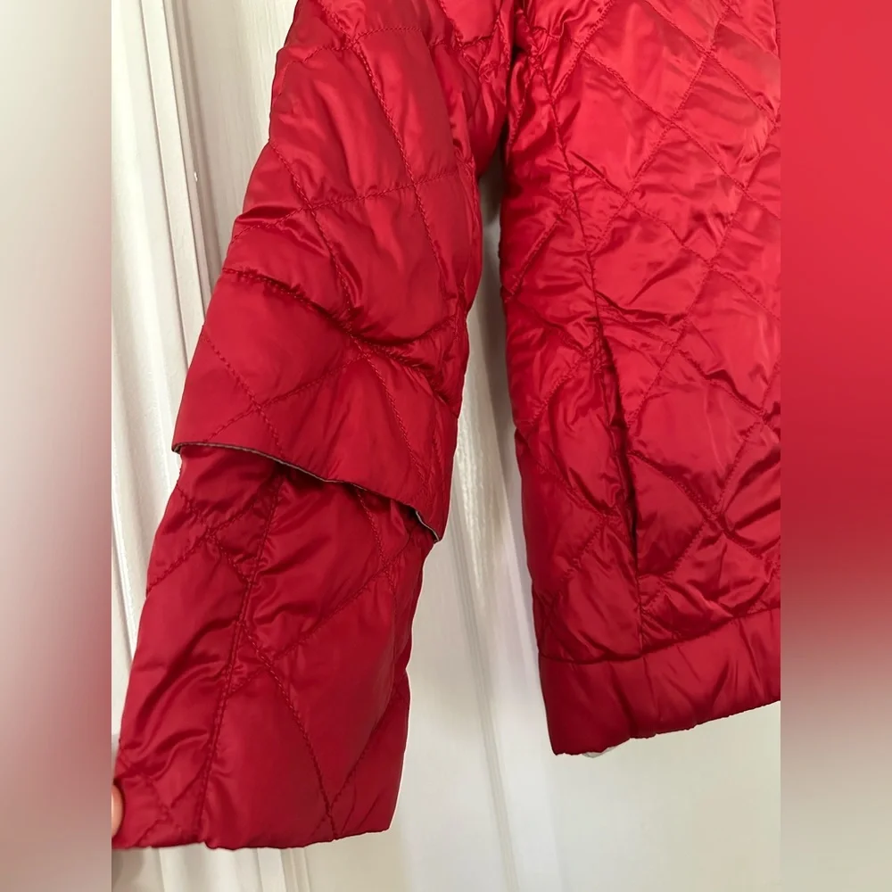 ‘S MAX MARA Reversible Red / Beige Down Hooded Jacket sz 6 Small - Picture 2 of 10